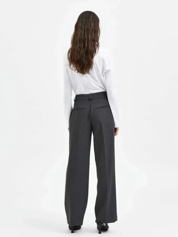 SELECTED VÄVD BYXOR MED VIDA BEN Grey Store