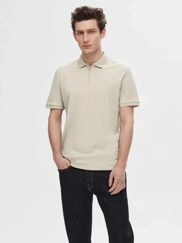SELECTED ZIPPER PIKÉTRÖJA Beige Best