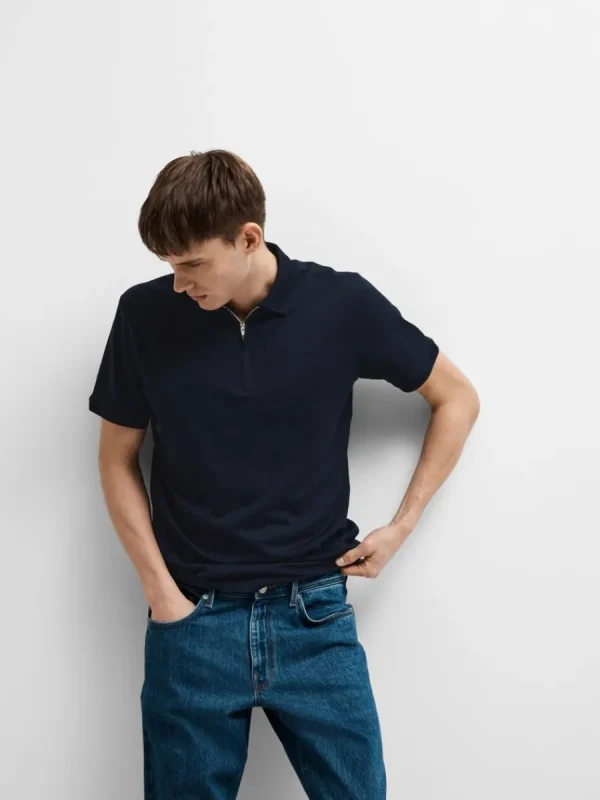 SELECTED ZIPPER PIKÉTRÖJA Blue Best Sale